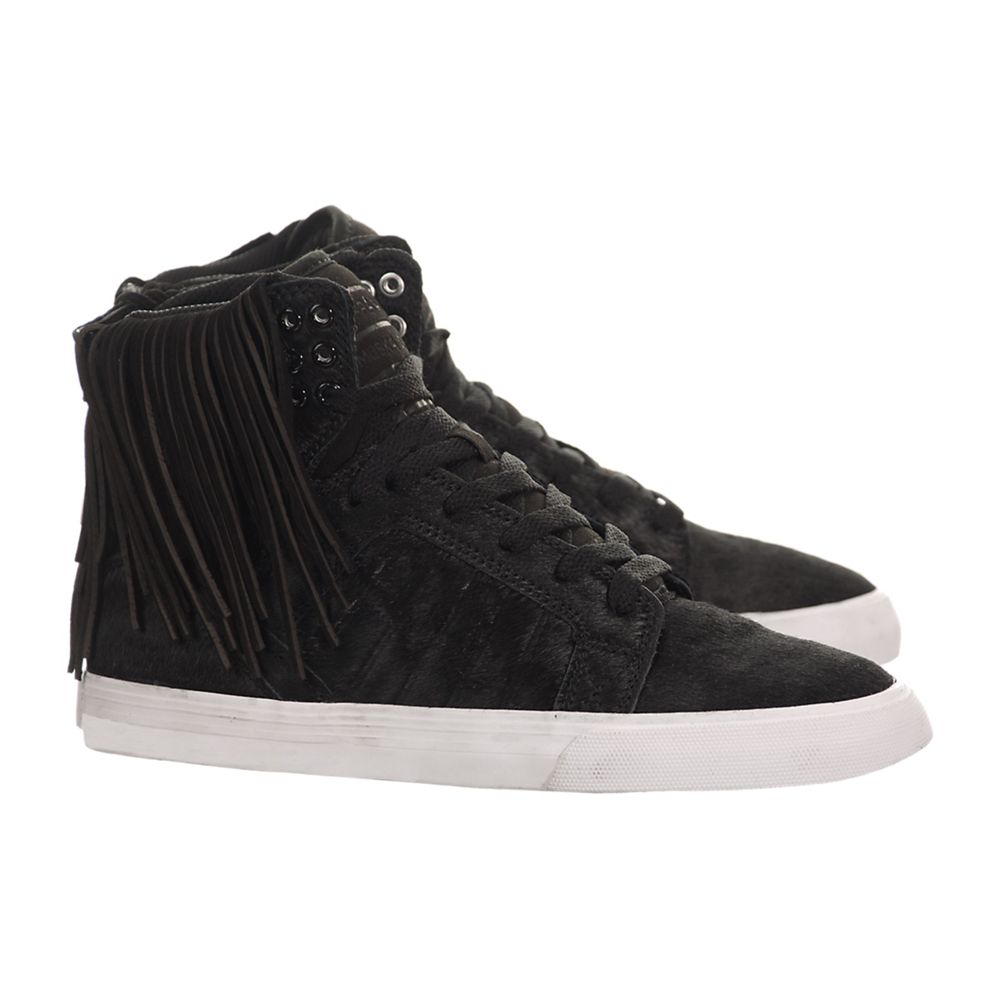 Baskets Montantes Supra SkyTop Noir Black/Zebra-White Femme | IZW-15958503